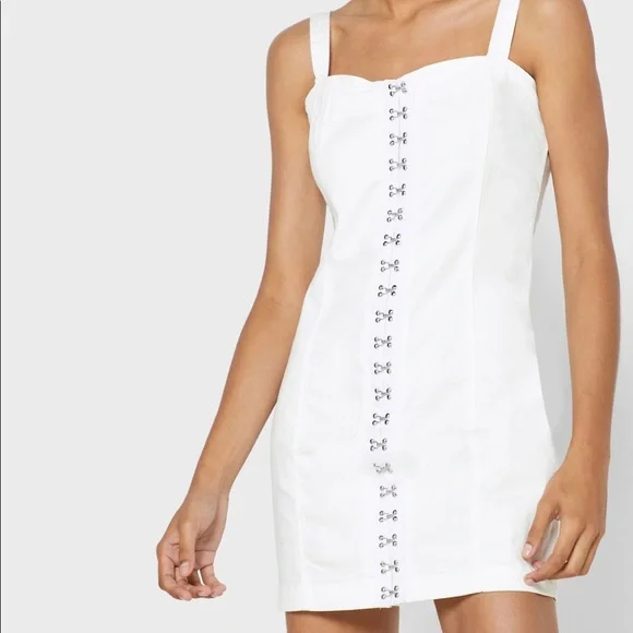 Forever 21 | Dresses | Forever 2 White Denim Front Clasp Mini Dress Size  Large | Poshmark